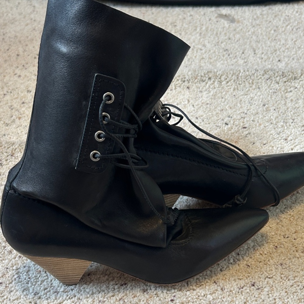 Coach Black Lace-Up Women's Boots
